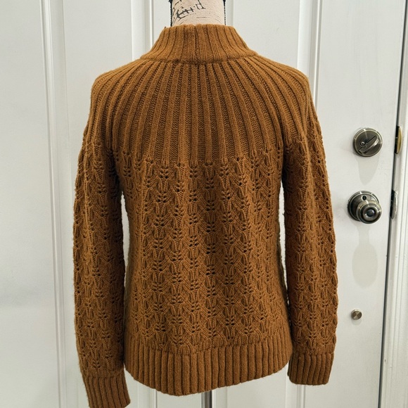 Madewell Women’s Pointelle Stitch Mix Mock Neck Sweater in Dried Cedar Brown -S - Picture 10 of 12